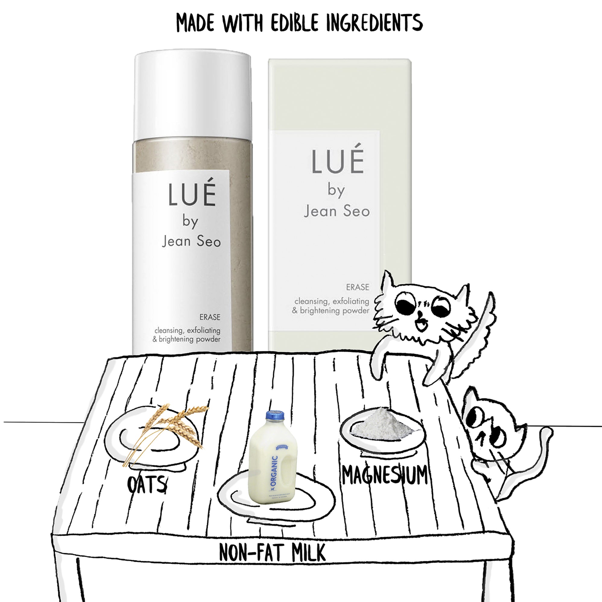 ERASE cleansing, exfoliating and brightening powder LUE Evolue Beauty